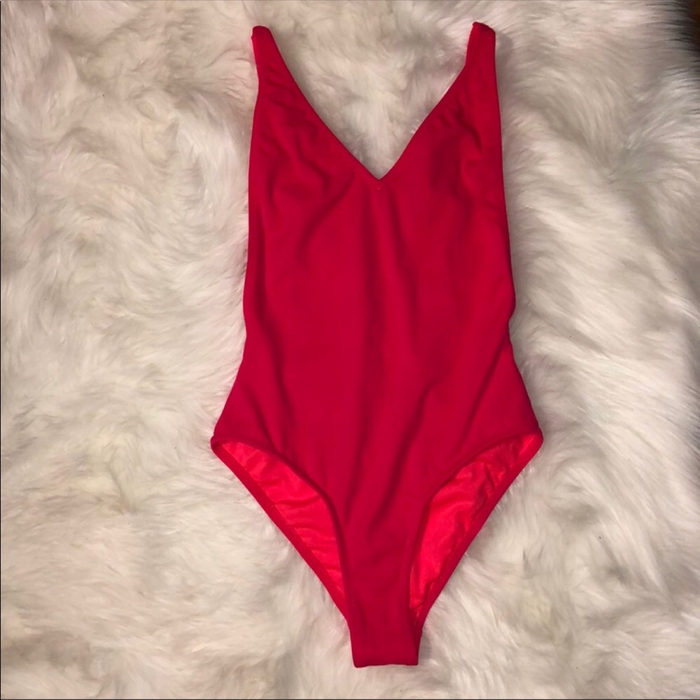 topshop hot pink one piece bathing suit